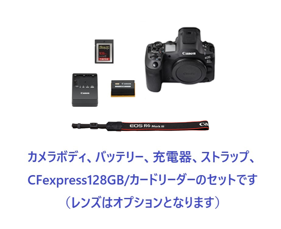 ◆レンタル◆専用商品◆12/24到着-12/31ご返却発送◆Canon EOS R6markⅢボディ/CFexpress128GB/リーダー付+RF100-500mm+予備バッテリー